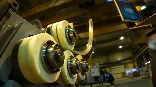 Industrial metal rolling machine in fabrication workshop in Australia